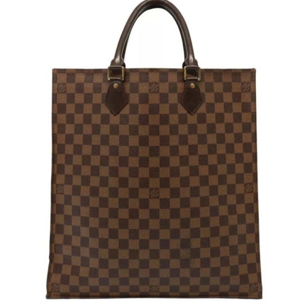 Louis Vuitton Brown Tan Sac Plat Tote Bag with Iconic Damier Ebene Coated Canvas
